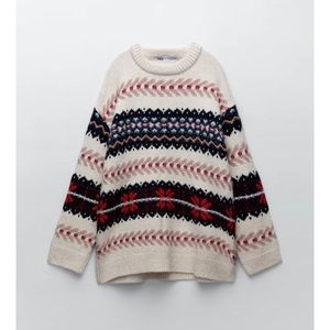 Zara Oversized Knit Jacquard Sweater
